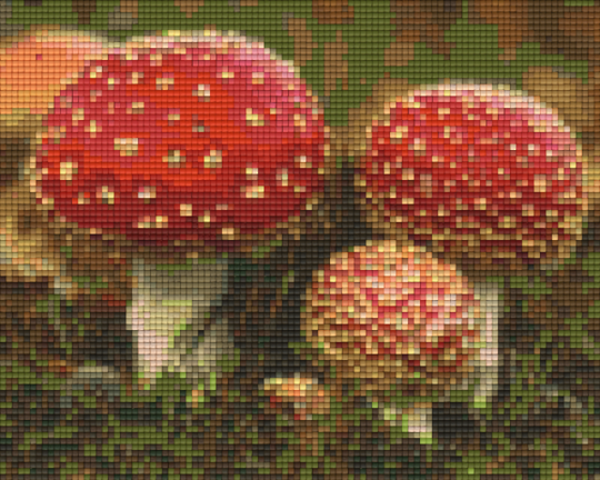 Mushrooms Four [4] Baseplate PixelHobby Mini-mosaic Art Kit